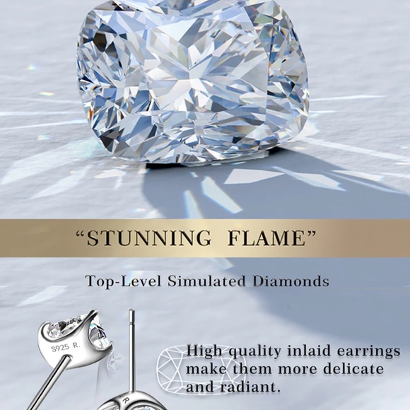 Raneecoco, Stunning Flame, Radiant Cut Stud Earrings - Picture 4 of 12